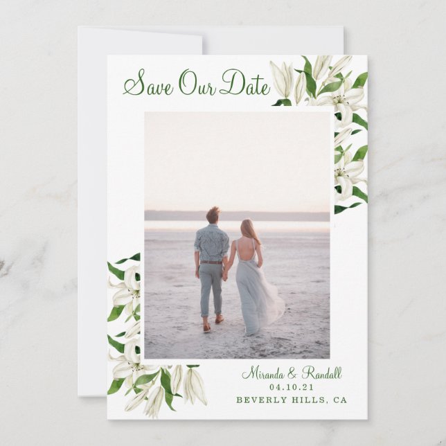 Modern botanisk | White Lily Framed Photo Spara Datumet (Framsida)