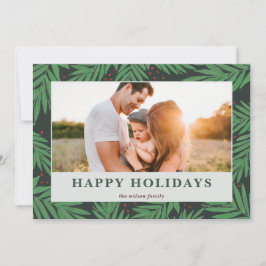 Modern botaniska berries Grönt Photo Julkort