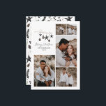 Modern botaniska elegantens svarta vita snyggt julkort<br><div class="desc">Den svarta moderna eleganten,  rustik vattenfärg,  beige naturbeige Skandinavian contemporary mutade färg beige,  svart och vit 5 multifoto-helgdag-julkort.</div>