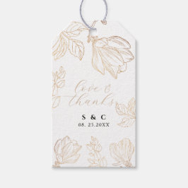 Modern Botaniska Golden Nature Blommigt Bröllop Presentetikett