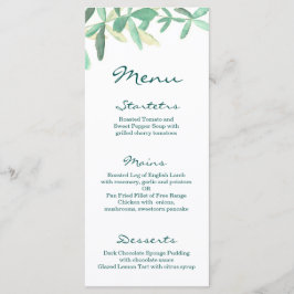 Modern botaniska Greenery Bröllop Menu Meny
