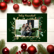 Modern botaniska Greenery Photo Feliz Navidad