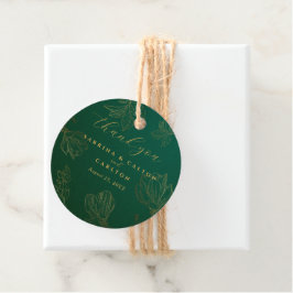 Modern botaniska Grönten Golden Blommigt Tack Gåvor Etiketter