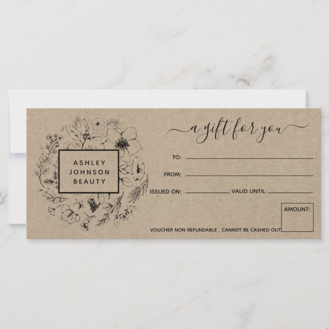 Modern botaniska Kraft Gift-certifikat (Framsida)