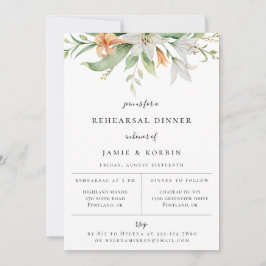 Modern botaniska Lily Blommigt Rehearsal Dinner Meddelande