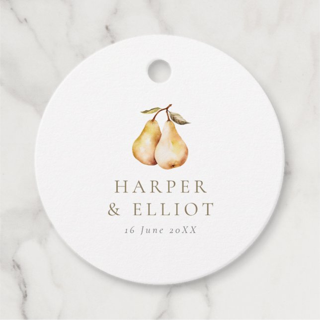 Modern botaniska päron i Bröllop Gåvor Etiketter (Framsida)