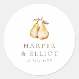 Modern botaniska päron i Bröllop Runt Klistermärke