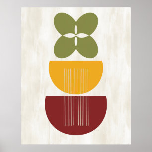 Modern botaniska röda Gulten i Abstrakten i mitten Poster