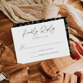 Modern botaniska Svarta och vita Bröllop OSA Kort