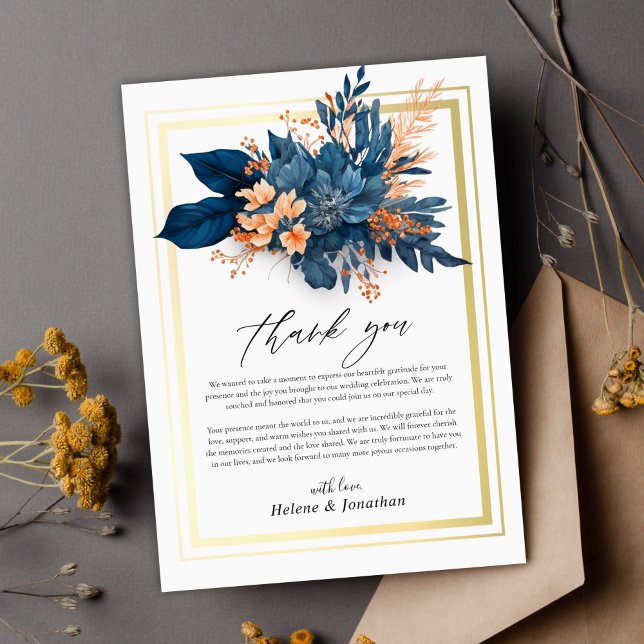 Modern botaniska vattenfärgen Blommigt Elegant brö Tack Kort (Modern Botanical Watercolor Floral Elegant Wedding Thank You Card)