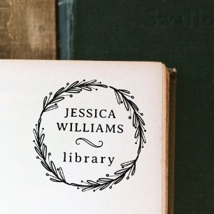 Modern botaniskt andningsskylt Bibliotek Självfärgande Stämpel