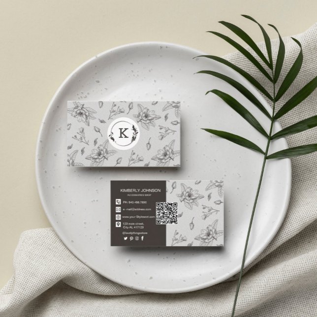 Modern botaniskt brunt Affärskort Visitkort (Modern Botanical Brown Business Card. professional logo. #botanicalnaturetheme #whitecraftpaper)