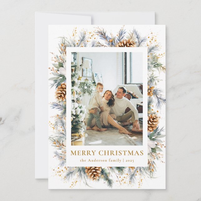 Modern botaniskt foto Ram God jul Julkort (Framsida)