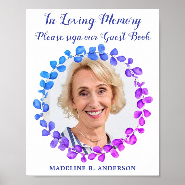 Modern botaniskt fotominnesboksbegravning poster (Framsidan)