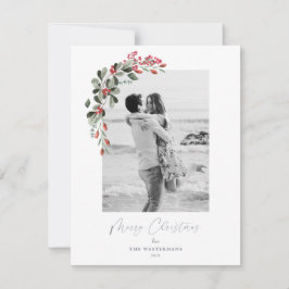 Modern botaniskt grönt jokerkort julkort