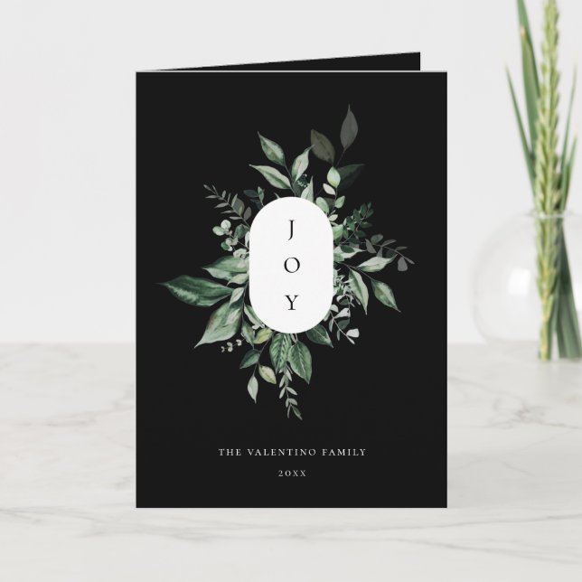 Modern botaniskt joy Helgdag Photo Card Black Helgkort (Framsida)