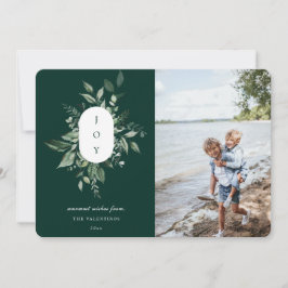 Modern botaniskt joy Photo Helgdag Card-Grönt Julkort