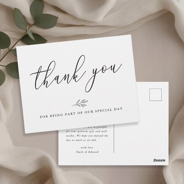 Modern Botaniskt konst Bröllop Tack Vykort (Skapare uppladdad)