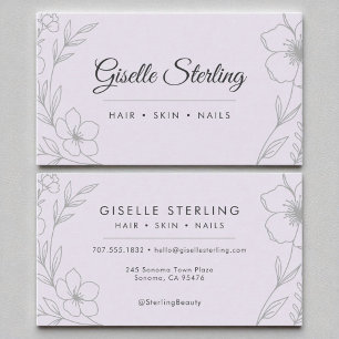 Modern botaniskt lavender Lila Namn Typografi Visitkort