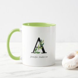 Modern botaniskt monogram mugg