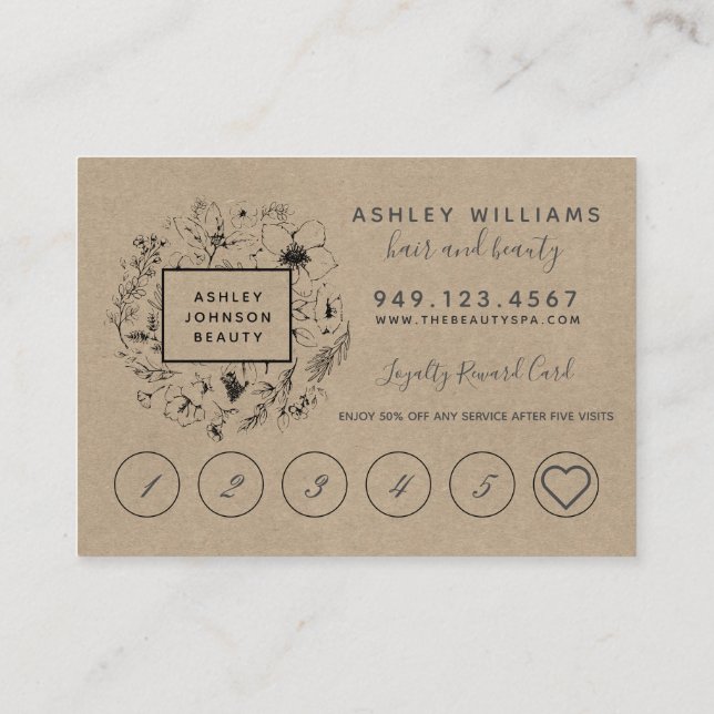 Modern botaniskt sjukförsäkringskort för sjukersät visitkort (Baksida)