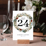 Modern botaniskt vattenfärgsutandning Bröllop Bordsnummer<br><div class="desc">Denna vackra utandningsinsamling påverkades av helgdag under jul och skulle passa perfekt för dem som planerar en vinterceremoni.</div>