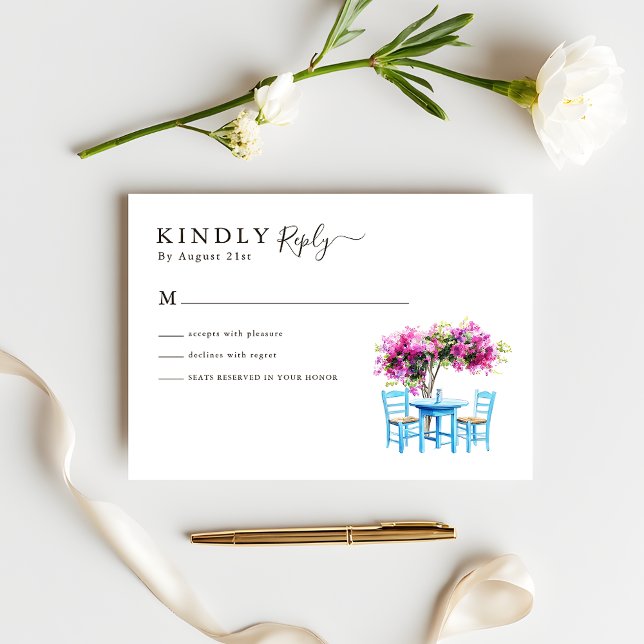 Modern Bougainvillea Destination Wedding RSVP OSA Kort (Skapare uppladdad)