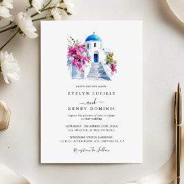 Modern Bougainvillea Santorini Destination Wedding Inbjudningar