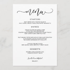 Modern Bouncalligrafi Swirly (svart) Bröllop Meny