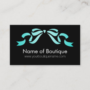 Modern Boutique Aqua och Black Girly Ribbon Visitkort