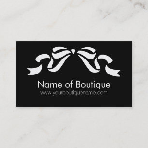 Modern Boutique Black and White Girly Ribbon Visitkort
