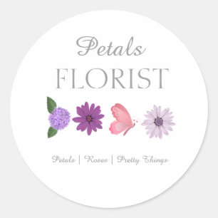 Modern boutique blomsterbutik branding runt klistermärke