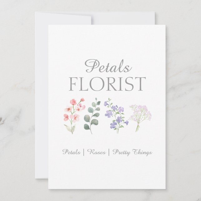 Modern boutique blomsterbutik branding tack kort (Framsida)
