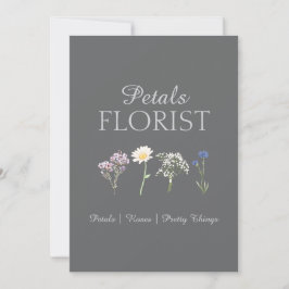 Modern boutique blomsterbutik branding tack kort