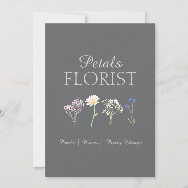 Modern boutique blomsterbutik branding tack kort (Framsida)