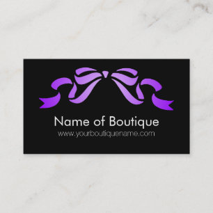 Modern Boutique Lila och Black Girly Ribbon Visitkort