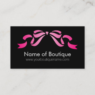 Modern Boutique Rosa och svart Girly Ribbon Visitkort