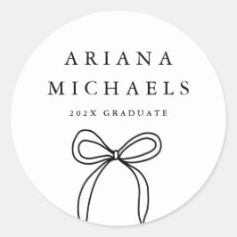 Modern Bow Black and White Studenten Runt Klistermärke