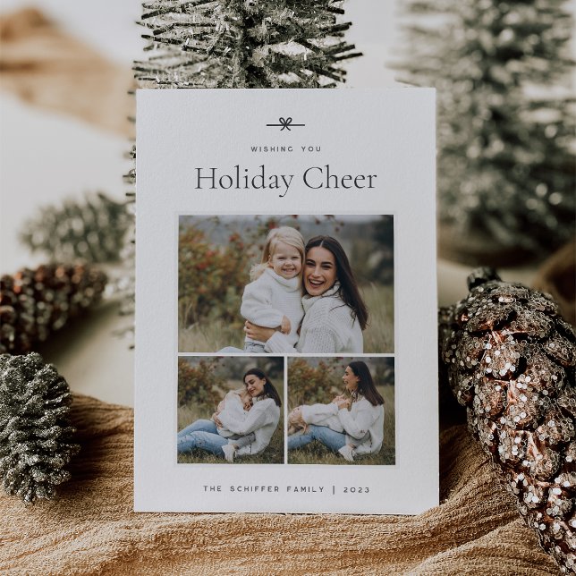 Modern Bow | Enkel minimal fototyp 3 Julkort (Skapare uppladdad)