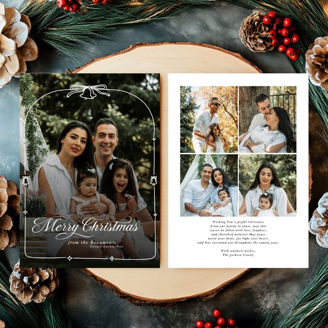 Modern Bow God jul Photo Julkort (Skapare uppladdad)