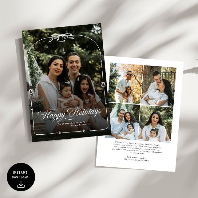 Modern Bow God jul Photo Julkort (Skapare uppladdad)