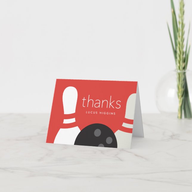 Modern Bowling Födelsedagsfest Tack Kort (Framsida)