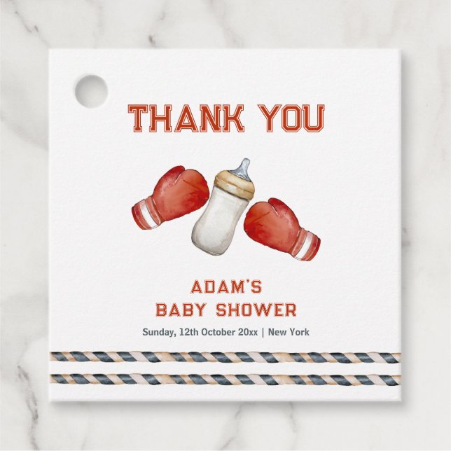Modern Boxing Little Champion Baby Shower  Gåvor Etiketter (Framsida)
