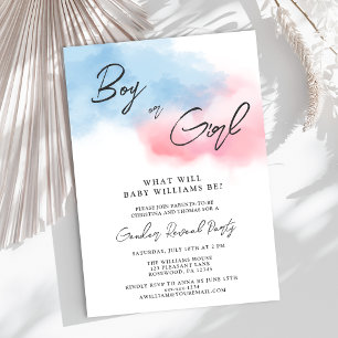 Modern Boy eller Girl Gender Reveal Party Inbjudningar