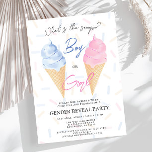 Modern Boy eller Girl Ice-Cream Gender Reveal Inbjudningar