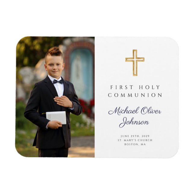 Modern Boy First Heliga Communion Bild Magnet (Horisontell)