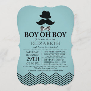 Modern Boy Little Man Mustache Baby Shower Inbjudningar
