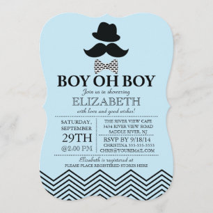 Modern Boy Little Man Mustache Baby Shower Inbjudningar