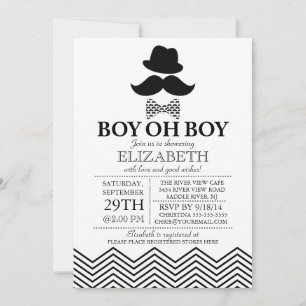Modern Boy Little Man Mustache Baby Shower Inbjudningar