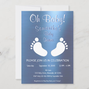 Modern Boy Oh Baby Shower Baby Feet Inbjudningar